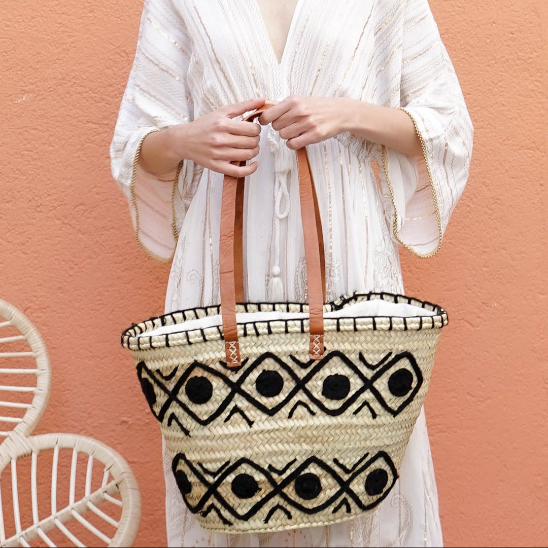 Moroccan Market Tote – Natural Woven Straw Shoulder Bag