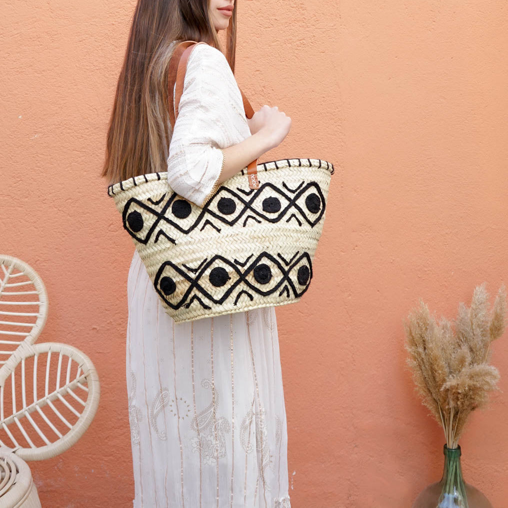 Moroccan Market Tote – Natural Woven Straw Shoulder Bag