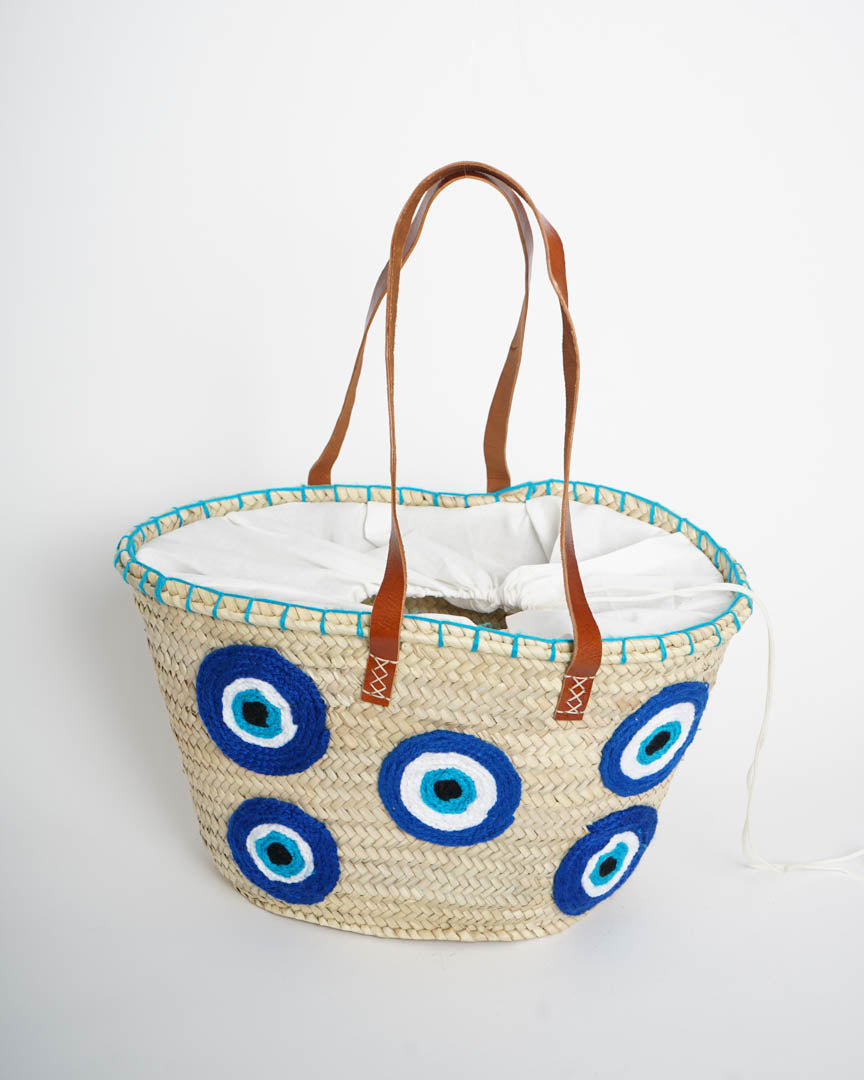 Handwoven Moroccan Straw Bag – French Market Style with Leather Straps