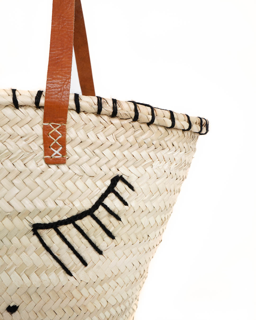 French market bag, Straw bag with leather handle, Beach bag