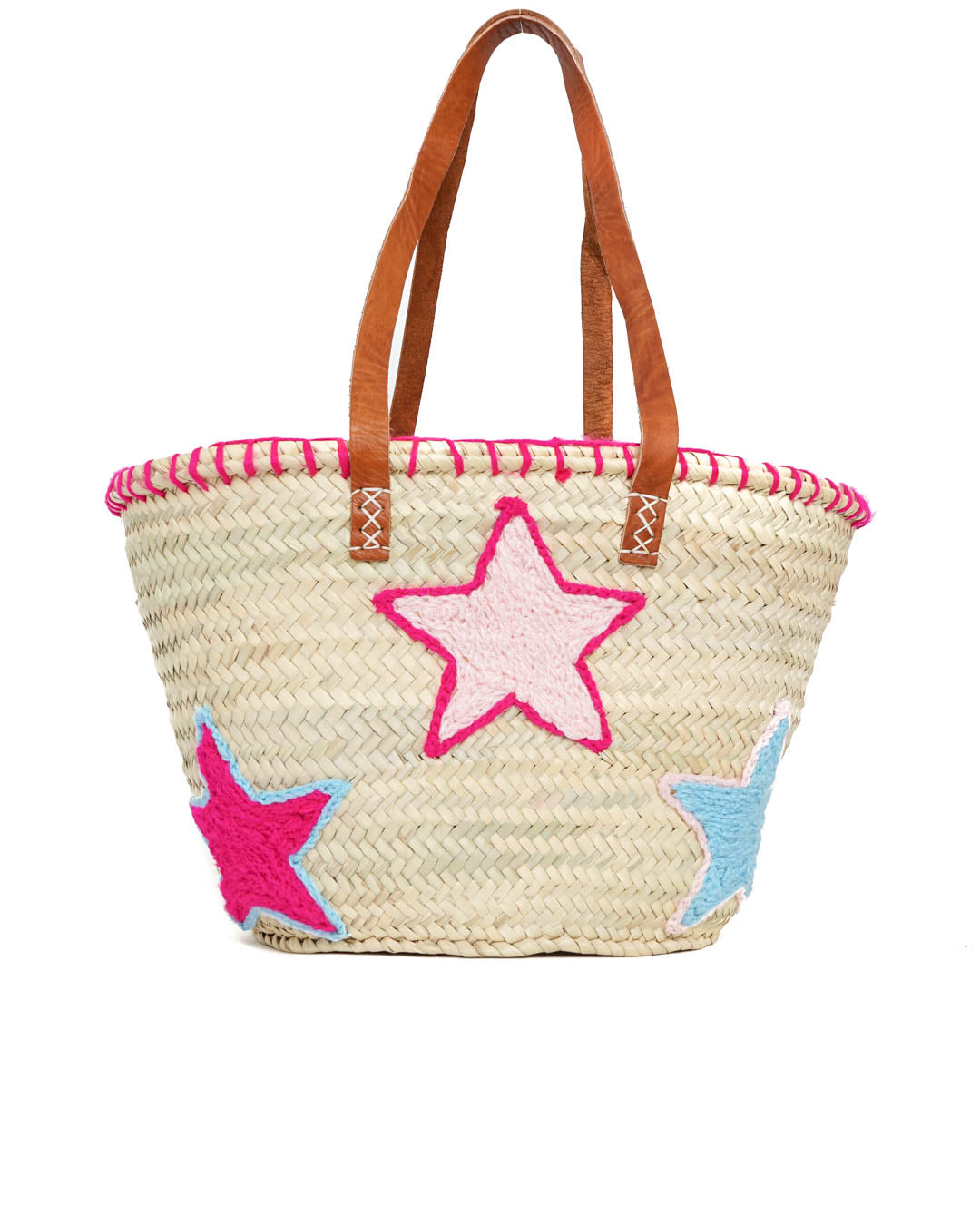 French market bag, Straw bag with leather handle, Beach bag