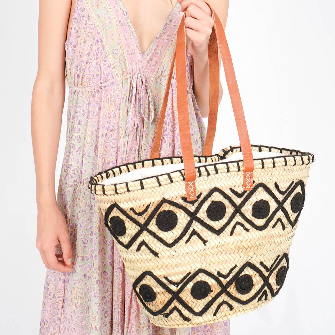 Moroccan Market Tote – Natural Woven Straw Shoulder Bag