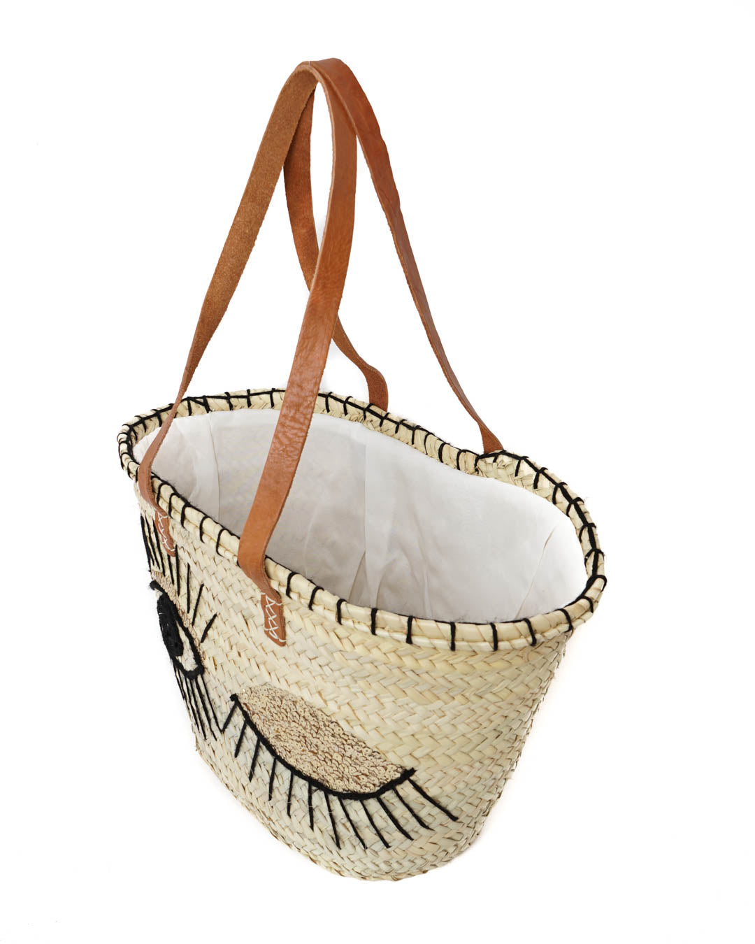 Handwoven Moroccan Straw Bag – French Market Style with Leather Straps