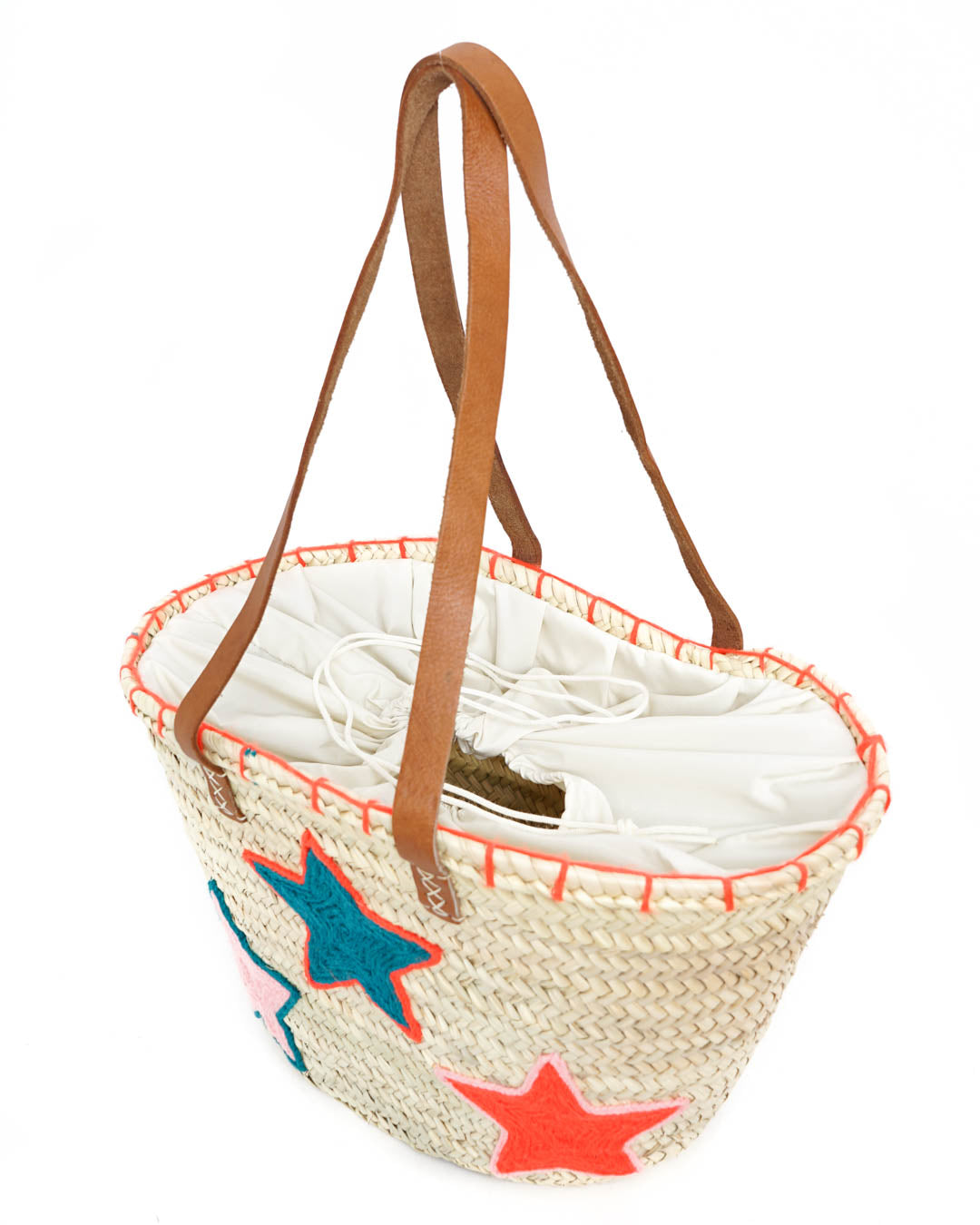 Handwoven Moroccan Straw Bag – French Market Style with Leather Straps